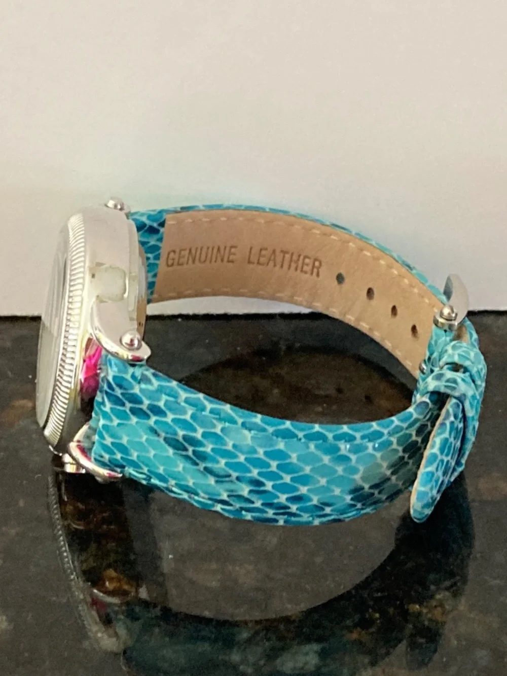 Ecclissi Sterling Multi-Function Chronograph Watch/Snakeskin Embossed Straps/NIB